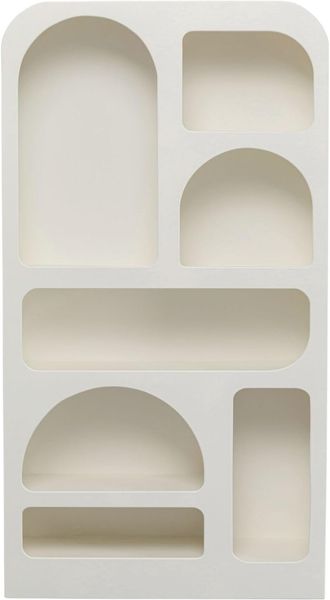 Kare Design Regal Paco, Weiß, Handarbeit, Bücherregal im Boho Stil, 7 Regalfächer, 30kg max. Belastbarkeit, Wohnzimmer Regal, für Dekorationen, Organisation, 180 x 95 x 32 cm (H/B/T)