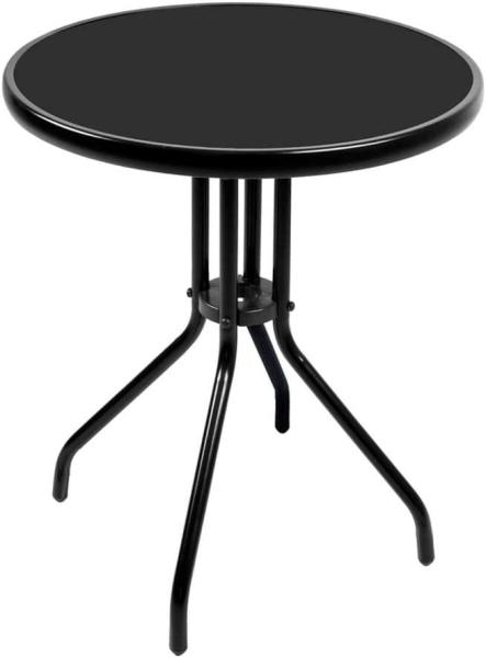 Bistrotisch Balkontisch Gartentisch Terrassentisch Glastisch schwarz ⌀ 60 cm