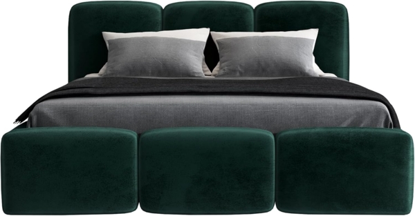 Polsterbett STAR 120x200 ohne Matratze mit Bettkasten und Lattenrost. Farbe: Dunkelgrun 10