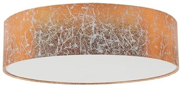 'Rena' Deckenleuchte Kupfer Stoffschirm rund flach ø45 cm Trommelform Moderne Deckenlampe
