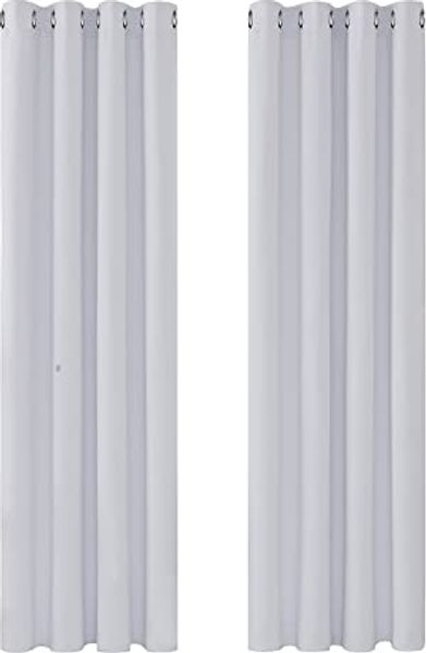 Deconovo Vorhang Blickdichter Vorhang mit Kälteschutz Gardinen Schlafzimmer Verdunkelungsgardinen Gardinen, 138x132 cm(HöhexBreite), Silber Grau, 2er Set Bild 3