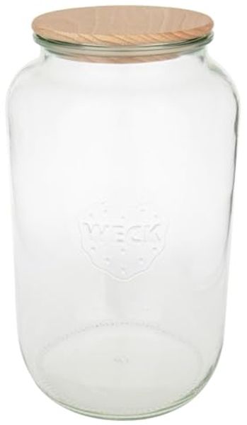WECK Karaffe Rundrandglas 3l mit Holz- deckel