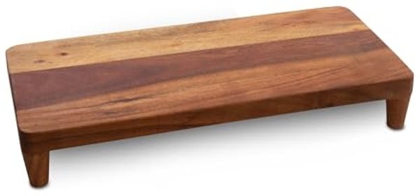 Spetebo Tablett Akazien Tischpodest lebensmittelecht - 45 x 21 cm, Akazien Holz, (Stück, 1-tlg, Tablett), Holz Serviertablett braun mit 4 Füßen