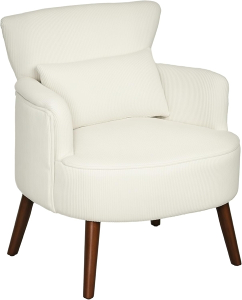 HOMCOM Sessel Einzelsessel (Loungesessel, 1-St, Einzelsessel), für Schlafzimmer, Wohnzimmer, bis 120 kg, Cremeweiß
