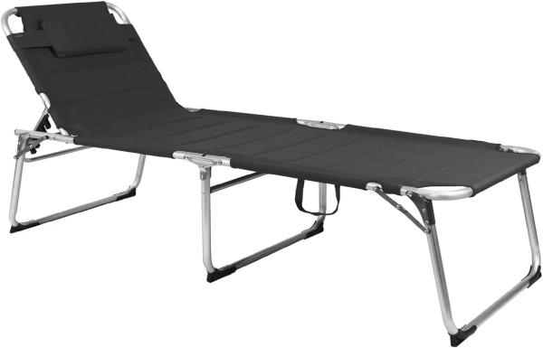 XXL Gartenliege, gepolstert, Alu Anthrazit, 200 x 70 x 45/95 cm