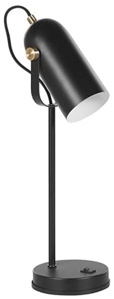 'Tyria' Tischlampe Schwarz 48 cm aus Metall Glockenförmig Elegant Modern Retro Stil