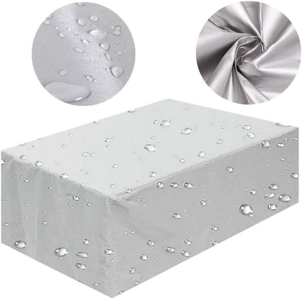 Abdeckung Gartenmöbel Winterfest, Gartentisch Abdeckung 180x100, Schutzhülle Abdeckplane für Gartenmöbel Schutzhülle Gartenmöbel Abdeckhaube Rechteckige Wasserdicht Anti-UV (Silber 180 x 100 x 75 cm)