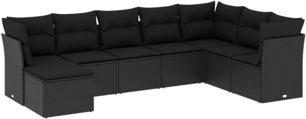 vidaXL 8-tlg. Garten-Sofagarnitur mit Kissen Schwarz Poly Rattan 3249884