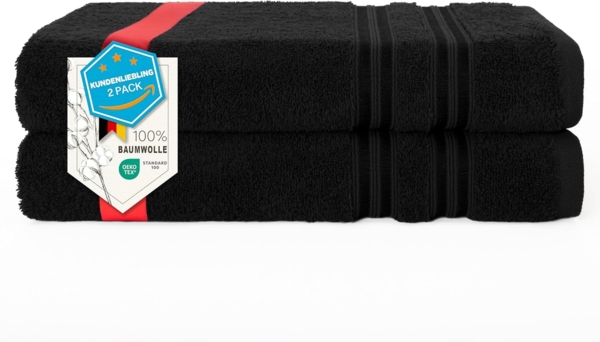 HAMMETEX Duschtuch 2er Set Badetücher 70x140 cm, 100% Baumwolle, Weich & Saugstark, Frottier (Set, 2-St), mit Bordüre, einfarbig, weich