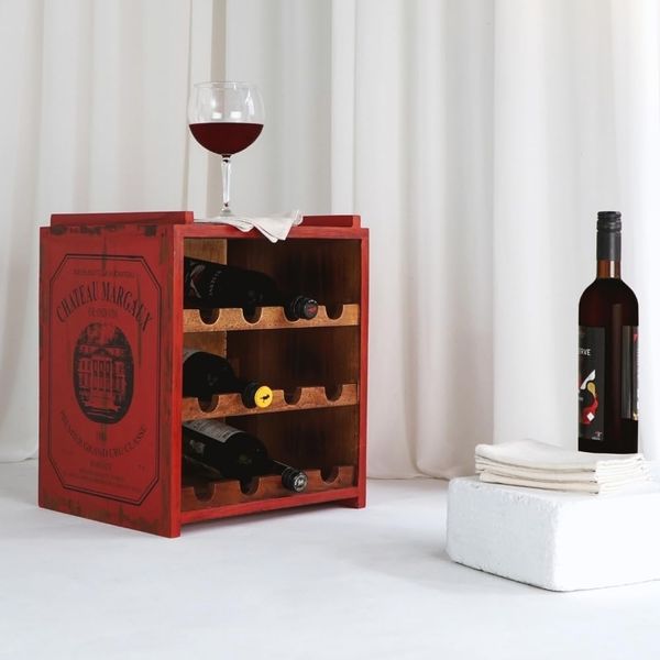 Flaschenbox SURAT Antique Red Mahagoni ca. H40cm Shabby Weinregal Cube Regal