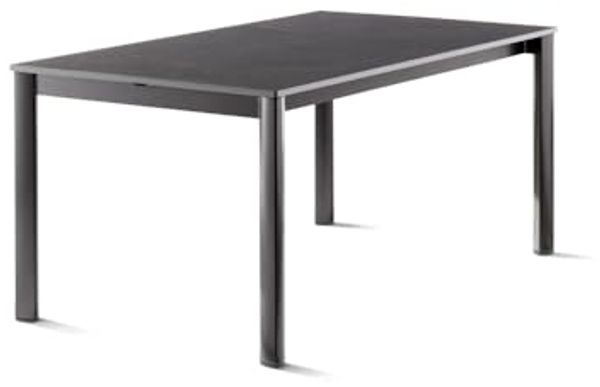 Sieger 3980-55 Exclusiv-Ausziehtisch mit Vivodur® Dekorplatte, Aluminium Eisengrau 95 x 75 x 165/225/285 cm