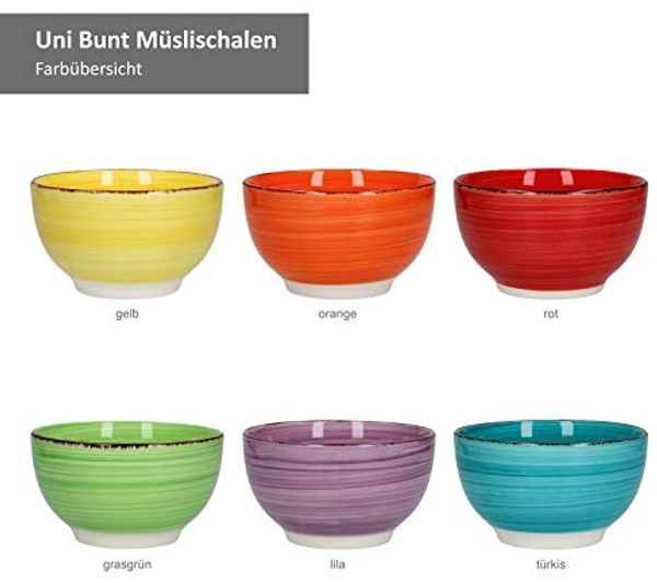 MamboCat Müslischale 6er Set Müslischale Uni Bunt, Steingut Bild 5