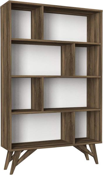 Alphamoebel 4197 Flamingo Bücherregal Standregal Regal Aufbewahrungsregal, Holz, Walnuss, für Wohnzimmer Schlafzimmer Büro, einfacher Aufbau, 8 Regalfächer, 90 x 144 x 25 cm