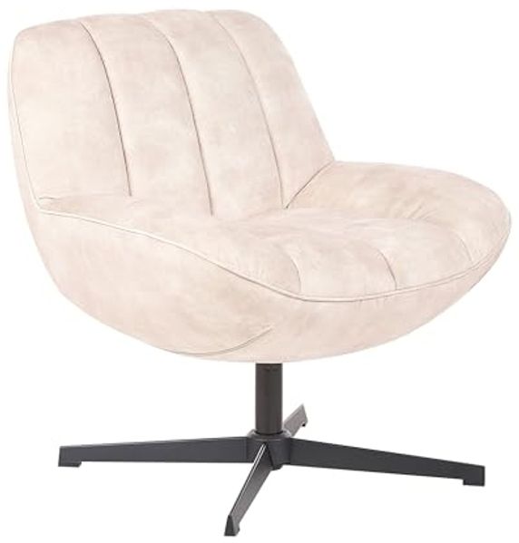 Stuhl mit Fußhocker LIA mit Fußstütze Samtstoff Beige