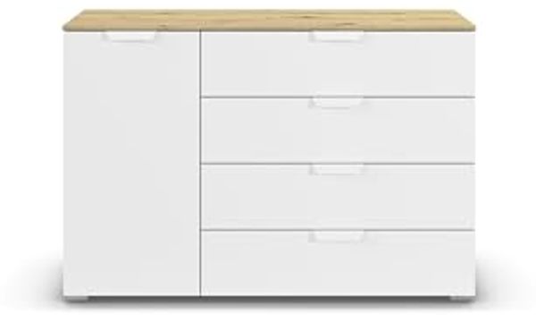 rauch Aditio Box, Kommode, 1-türig, 4 Schubladen, mit Softclose-Funktion, Farbe Weiß/Eiche Artisan, BxHxT 120x81x42cm Bild 7