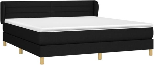 Doppelbett, Polsterbett mit Matratze Hellgrau 140x190 cm Stoff Schwarz 180 x 200 cm