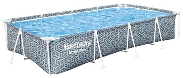 Steel Pro™ Frame Pool ohne Pumpe 366 x 201 x 66 cm, Blattform-Design, eckig