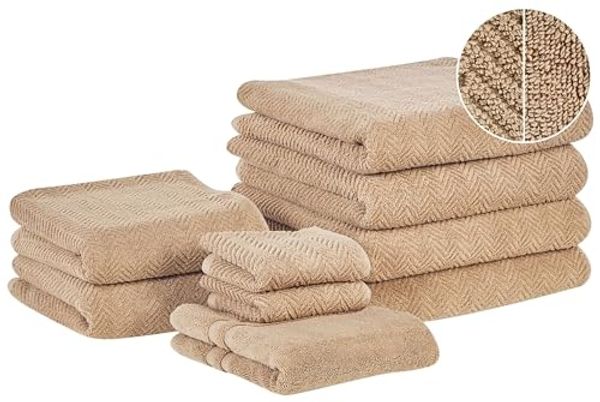 Handtücher im 9er Set MITIARO Baumwollfrottee Sandbeige