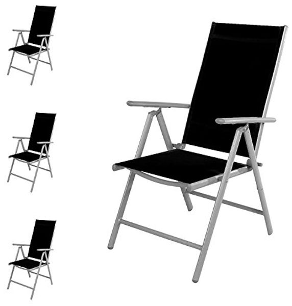 4 Stück Garten Klappstuhl Aluminium - Textilen Silbergrau/Schwarz