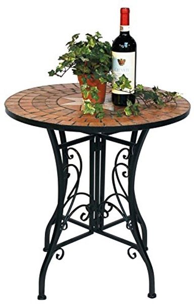 DanDiBo Tisch Mosaik Metall Mosaiktisch Ø 60 cm 12001 Gartentisch Mediterran Wetterfest Bistrotisch Beistelltisch Garten mit Naturstein