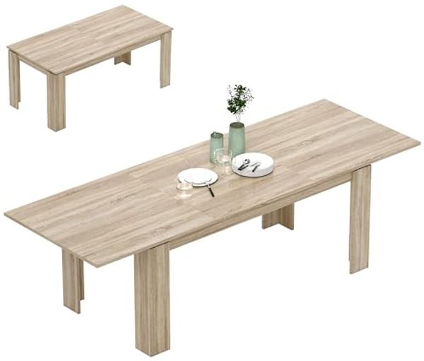 HOMCOM Klapptisch 180-260 x 90 cm (Tisch, 1-St, Küchentisch), Esszimmertisch für kleine Räume, Esszimmer, Eiche