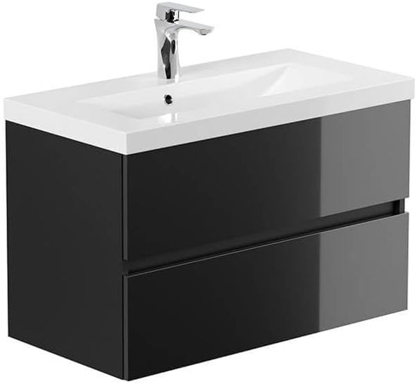 HOME DELUXE Badmöbel Komplettset WANGEROOGE BIG DELUXE S - Schwarz Made in Germany