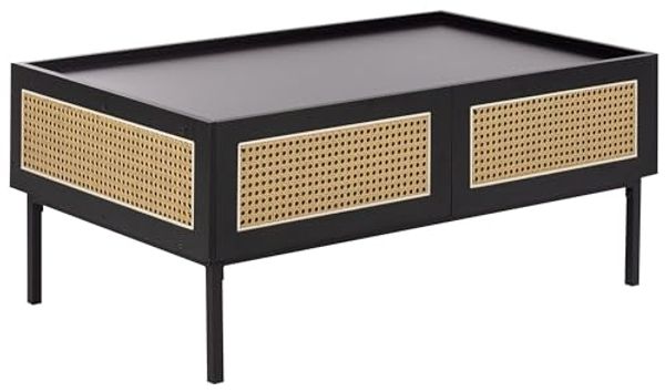 Couchtisch CULLEN Rattan Schwarz mit Stauraum