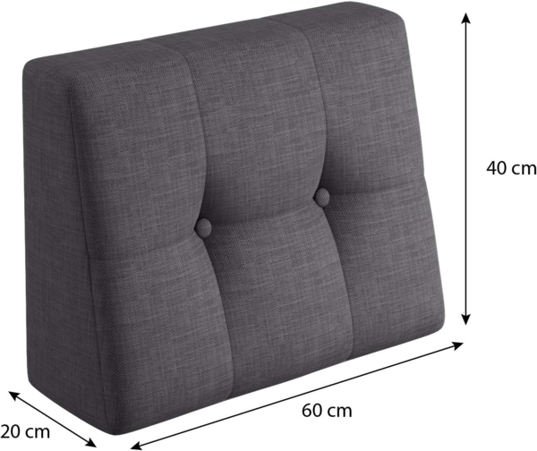 sunnypillow Palettenkissen Rückenlehne gesteppt UV - beständig Outdoor/Indoor Palettenauflage Palettenpolster Palettensofa Sitzkissen Seitenkissen 60 x 40 x 20/10cm Grey Bild 3