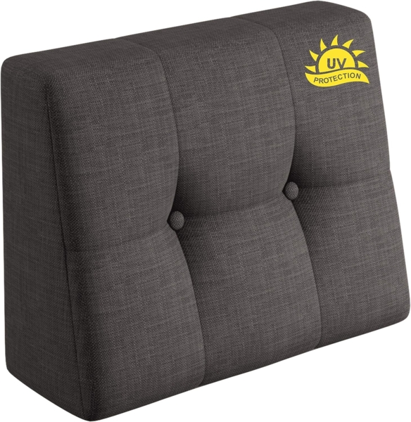 sunnypillow Palettenkissen Rückenlehne gesteppt UV - beständig Outdoor/Indoor Palettenauflage Palettenpolster Palettensofa Sitzkissen Seitenkissen 60 x 40 x 20/10cm Grey Bild 1