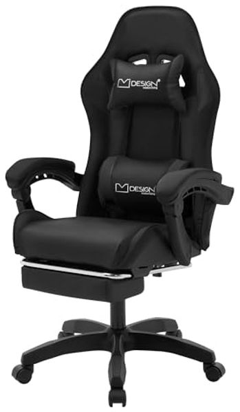 ML-DESIGN Bürostuhl Computerstuhl Schreibtischstuhl für Büro & Arbeitszimmer Drehsessel, Gaming Stuhl inkl. 2 Kissen Armlehne & Fußstütze ergonomisch anpassbar