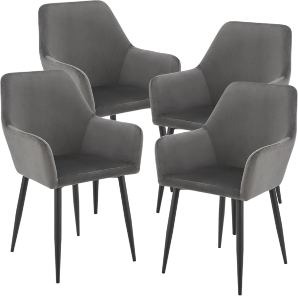 Esszimmerstuhl Hollola 4er Set Dunkelgrau [en. casa]