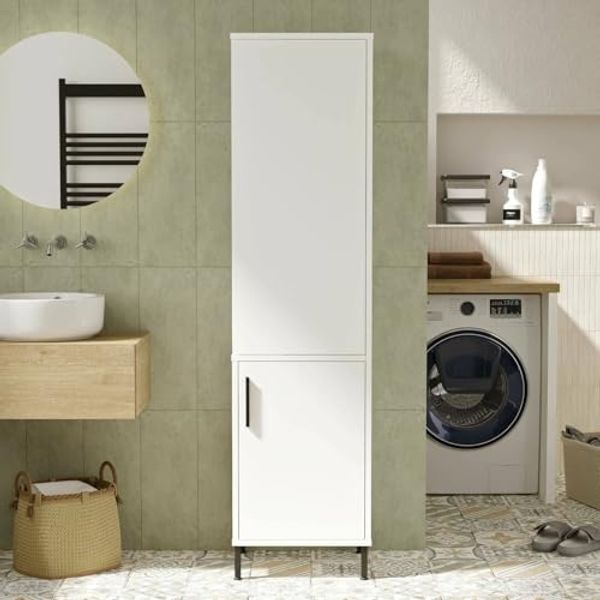 Dmora Mehrzweckschrank 1 Tür 45x173,6 cm Weiß, Garderobe