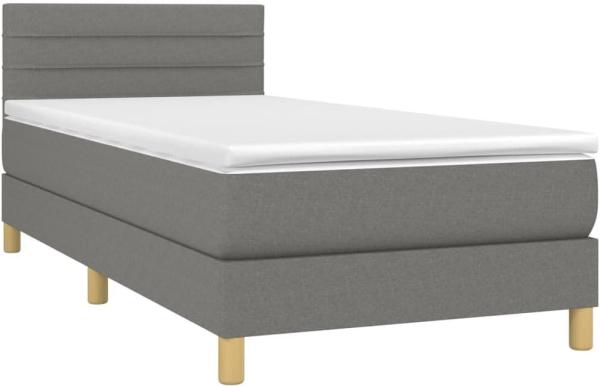 vidaXL Boxspringbett mit Matratze Dunkelgrau 100x200 cm Stoff 3140674