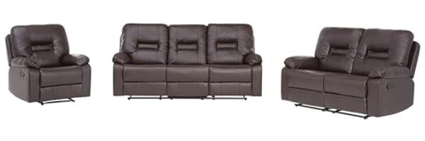 Sofa Set Kunstleder braun 6-Sitzer verstellbar BERGEN
