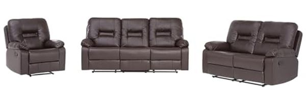 Sofa Set Kunstleder braun 6-Sitzer verstellbar BERGEN