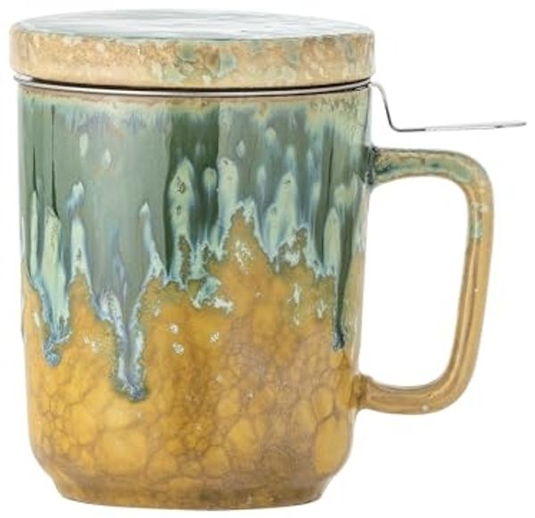 CREATIVE COLLECTION Yuma Becher m/Deckel und Teesieb Bunt Steingut