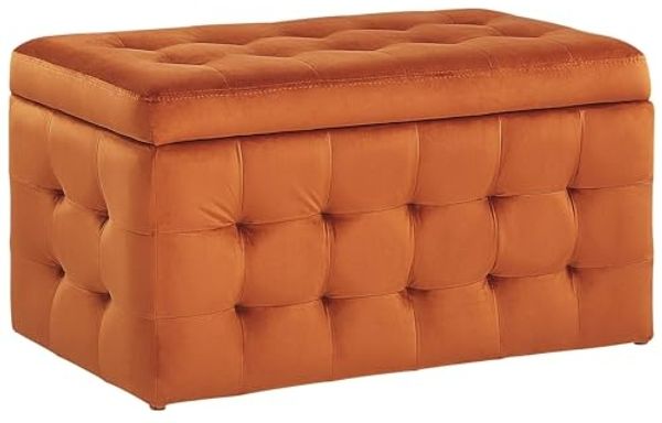Aufbewahrungshocker MICHIGAN Samtstoff Orange