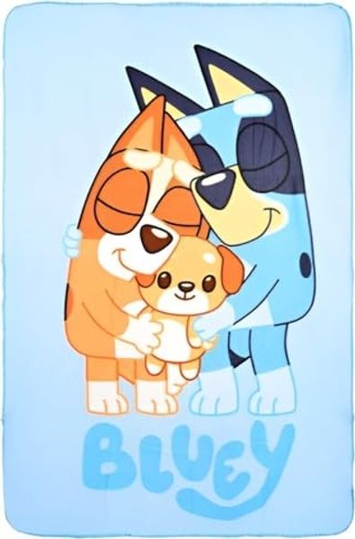 Wohndecke Bluey und Bingo Kinder Fleecedecke leichte Kuscheldecke 100x150, Bluey