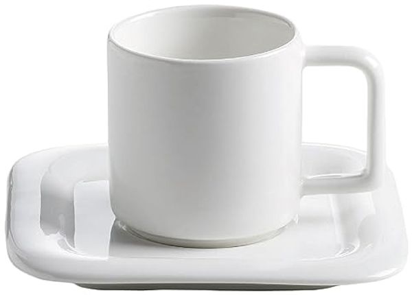 Maxwell & Williams Sphere Square Espressotasse + Untertasse, 70ml, Weiß,JX80701