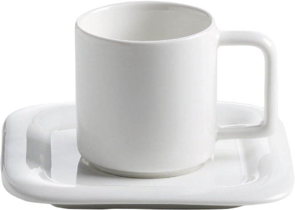 Maxwell & Williams Sphere Square Espressotasse + Untertasse, 70ml, Weiß,JX80701