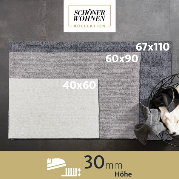 SCHÖNER WOHNEN-Kollektion Badematte Bahamas Uni, Höhe 30 mm, fußbodenheizungsgeeignet, Baumwolle, rechteckig, beidseitig verwendbar Bild 4