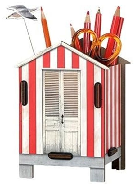 Werkhaus - Stiftebox "Strandhaus" Stiftehalter Stifteköcher rot we3919