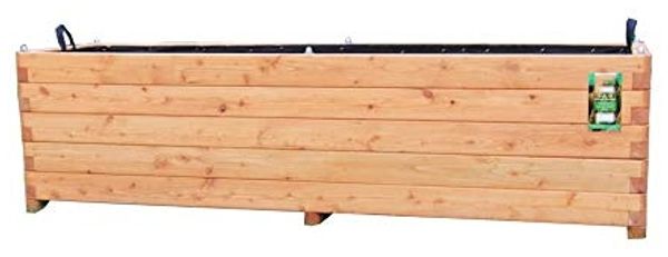 Hochbeet 140 x 50 x 50 cm aus Lärche geschraubt mit Vlies, gerundeten Ecken und Griffen