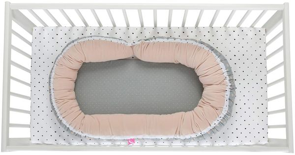 Kuschelnest für Babys und Säuglinge Babynest + Junior sleepy-C - Multifunktionales Babynest, Babybett, Kleckse apricot