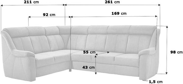 Cavadore Ecksofa Beata / Polstercouch in L-Form / inkl. Relaxfunktion / 261 x 98 x 211 / Mikrofaser Hellbeige Bild 2
