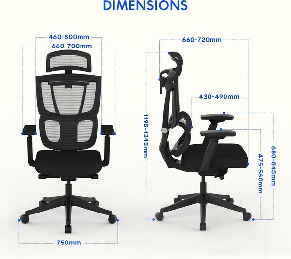 FLEXISPOT Bürostuhl Schreibtischstuhl Premium Ergonomischer C7 (Rückenlehne verstellbar 90°-128°, 2D-Kopfstütze, 3D-Armlehnen), Chef-Mesh-Bürostuhl, Computer-Bürostuhl, 130KG Tragkraft Bild 2