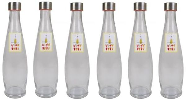 BURI 6x Glasflasche 1L mit Schraubdeckel Flasche Schraubverschluss Saft Most Flasche