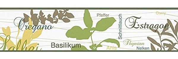 A.S. Création Bordüre Only Borders 11, leicht strukturiert, botanisch, floral, mit Schrift, Bordüre selbstklebend Bordüre Küche Papier Wand Decke Schräge Borte