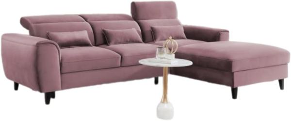 Designer Sofa Forino mit Schlaf- und Klappfunktion Rosé Rechts