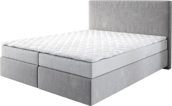 Boxspringbett Dream-Well Mikrofaser Grau 160x200 cm mit Matratze und Topper